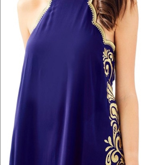 Lilly Pulitzer Navy and Gold Quinn Dress - Picture 2 of 2